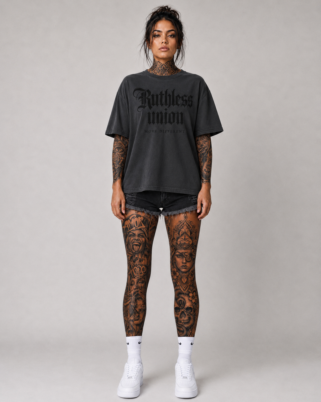 Majestic Oversized Washed Tee Black on Black Women