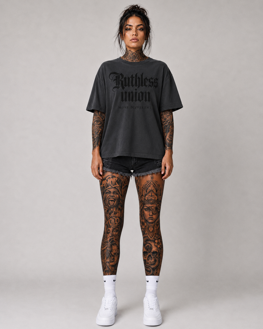 Majestic Oversized Washed Tee Black on Black Women