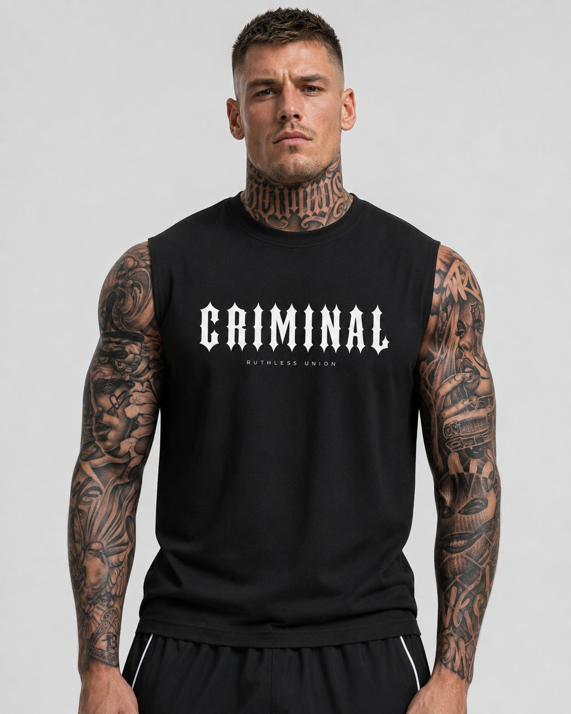 Criminal Sleeveless Oversized Tee Black