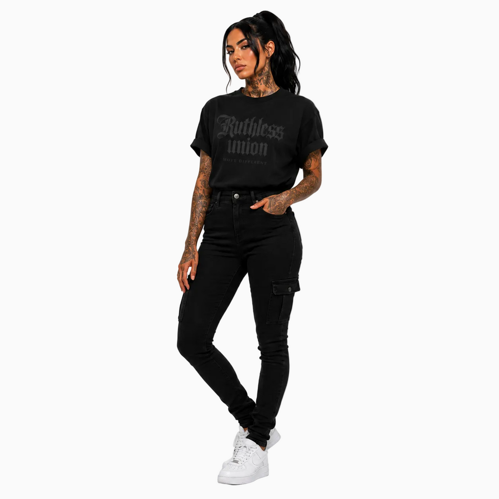 RU LADY - OVERSIZED ELITE TEE - BLACK ON BLACK