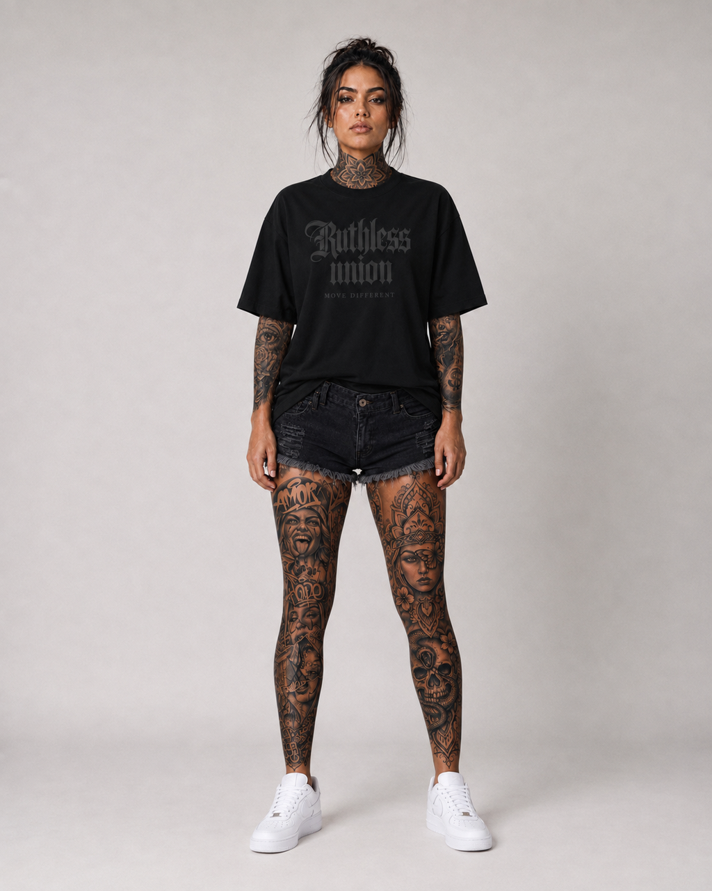 Elite Oversized Tee Black on Black Women