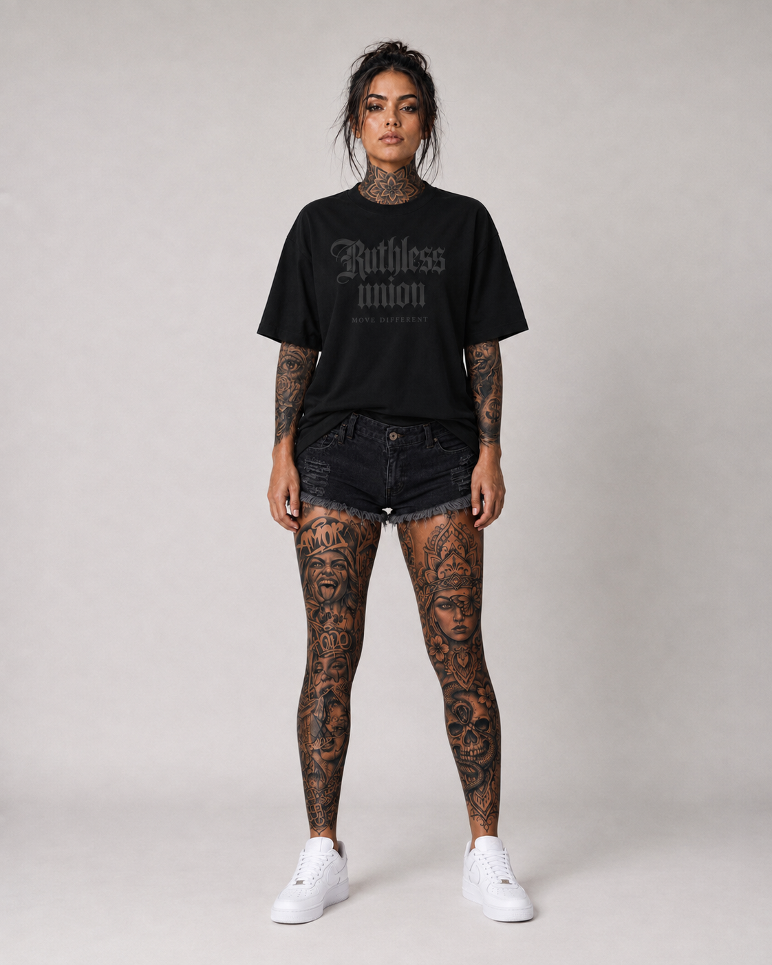 Elite Oversized Tee Black on Black Women