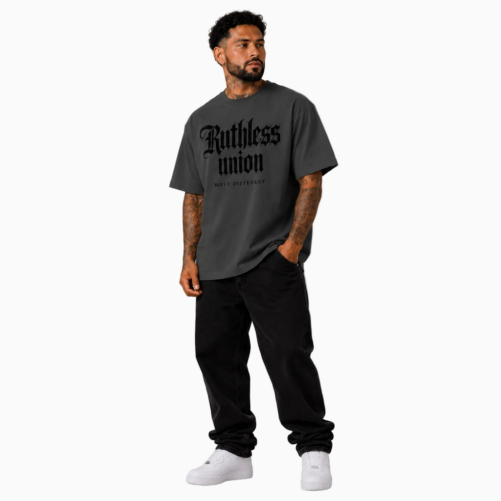 RU OVERSIZED - MAJESTIC TEE HEAVY - WASHED BLACK ON BLACK