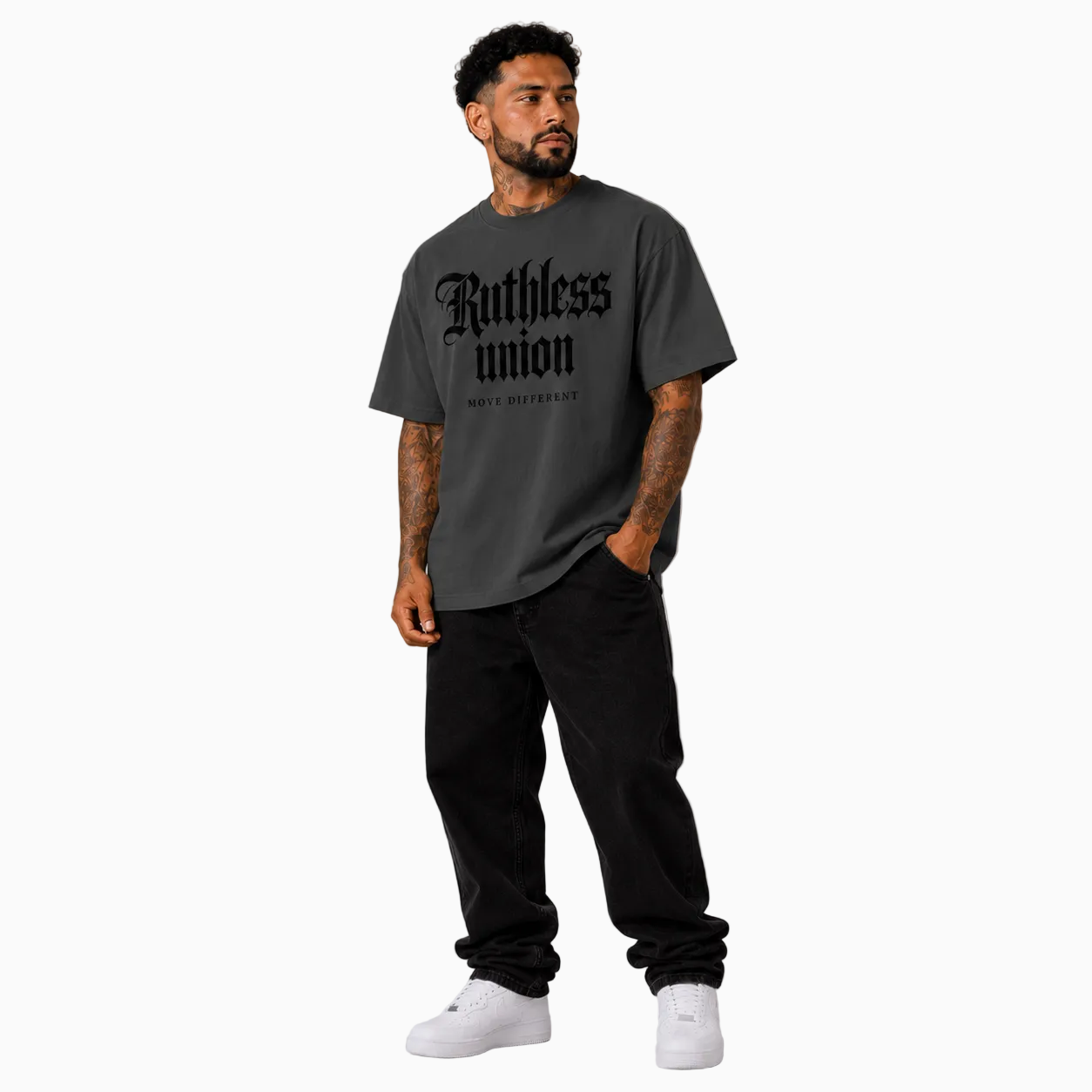 RU OVERSIZED - MAJESTIC TEE HEAVY - WASHED BLACK ON BLACK