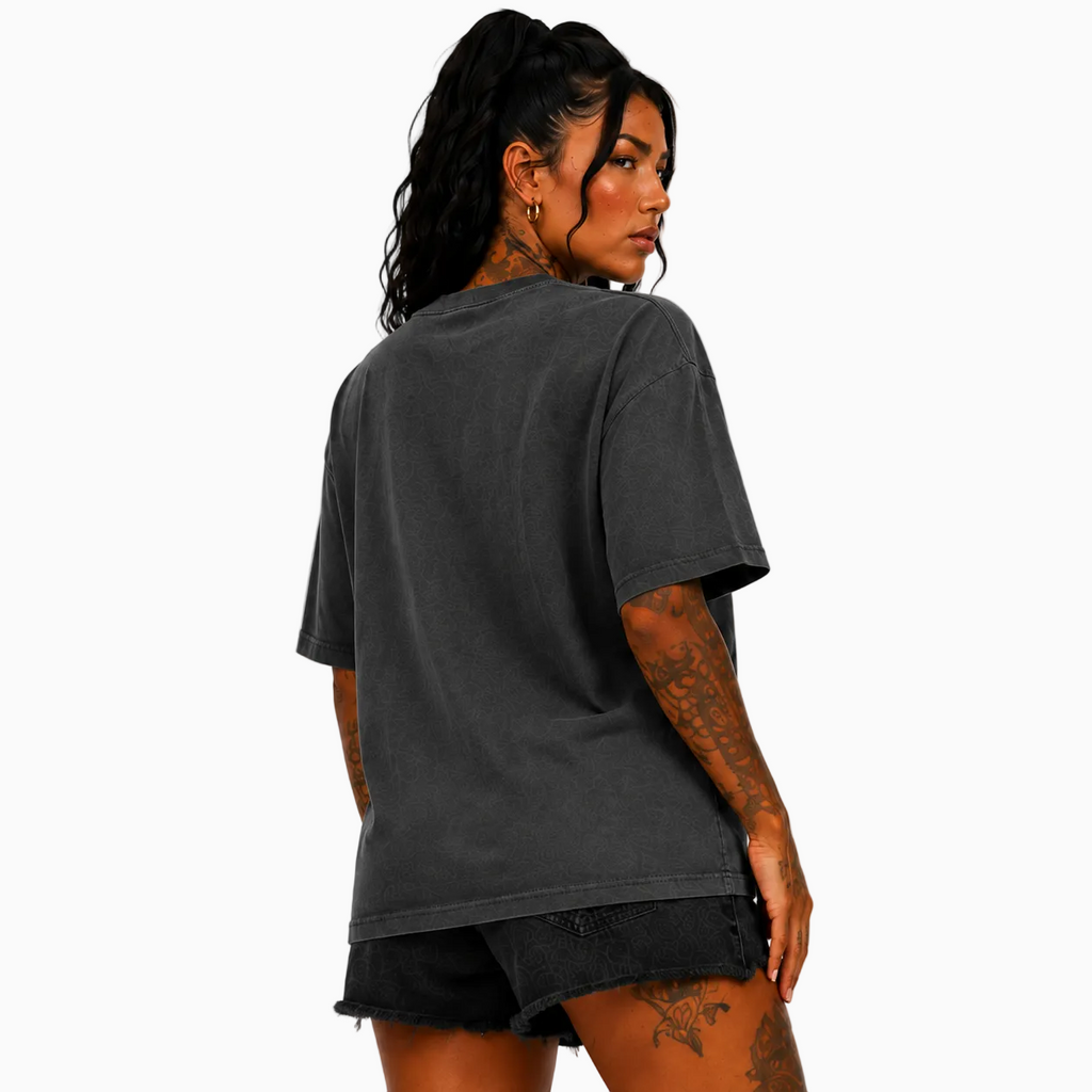 RU LADY - OVERSIZED MAJESTIC TEE HEAVY - WASHED BLACK