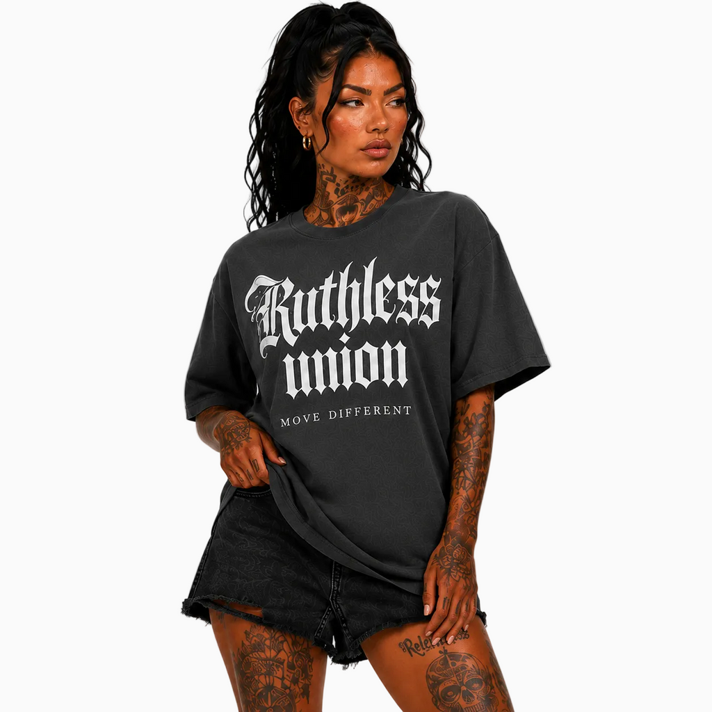 RU LADY - OVERSIZED MAJESTIC TEE HEAVY - WASHED BLACK