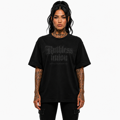 Elite Oversized Tee Black on Black Women