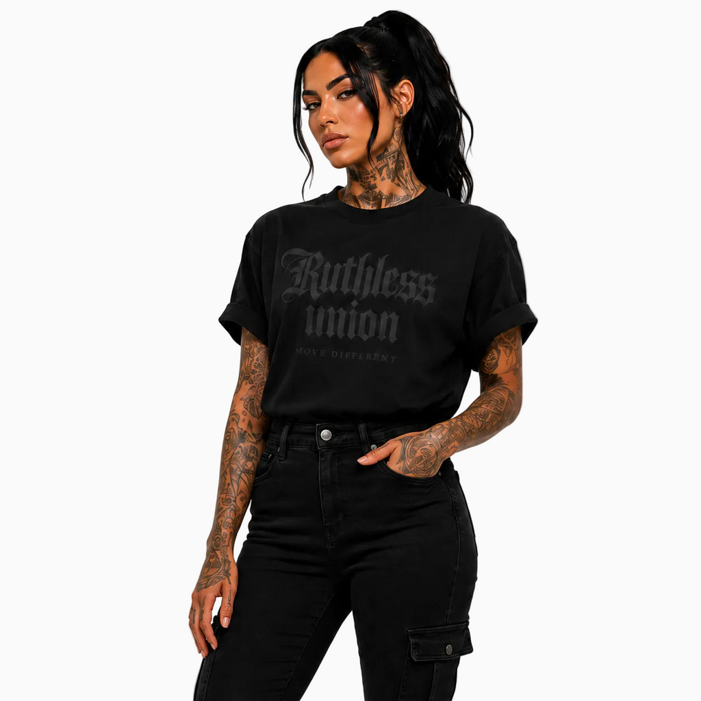 RU LADY - OVERSIZED ELITE TEE - BLACK ON BLACK