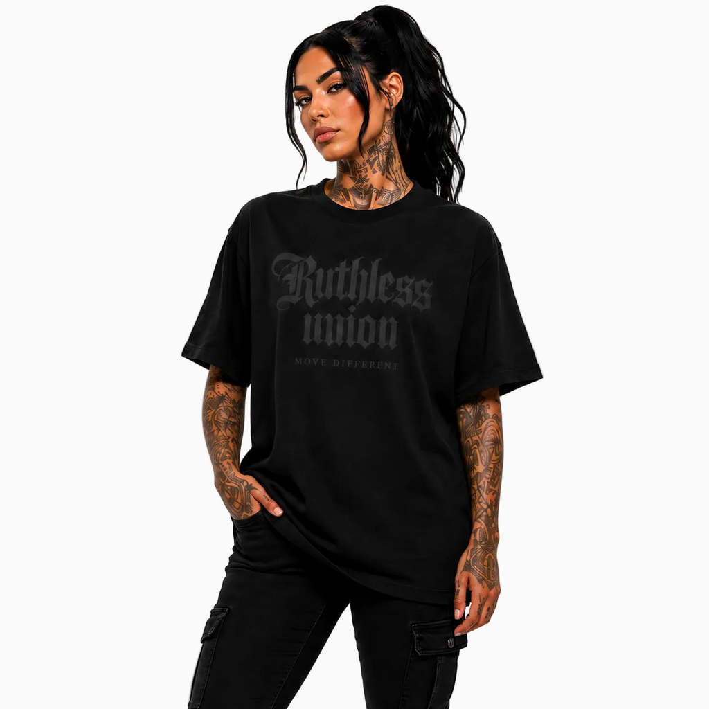 RU LADY - OVERSIZED ELITE TEE - BLACK ON BLACK