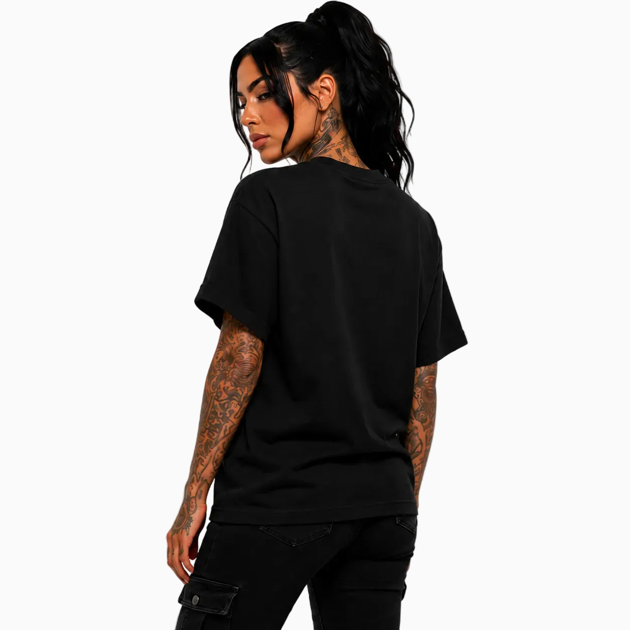 RU LADY - OVERSIZED ELITE TEE - BLACK ON BLACK