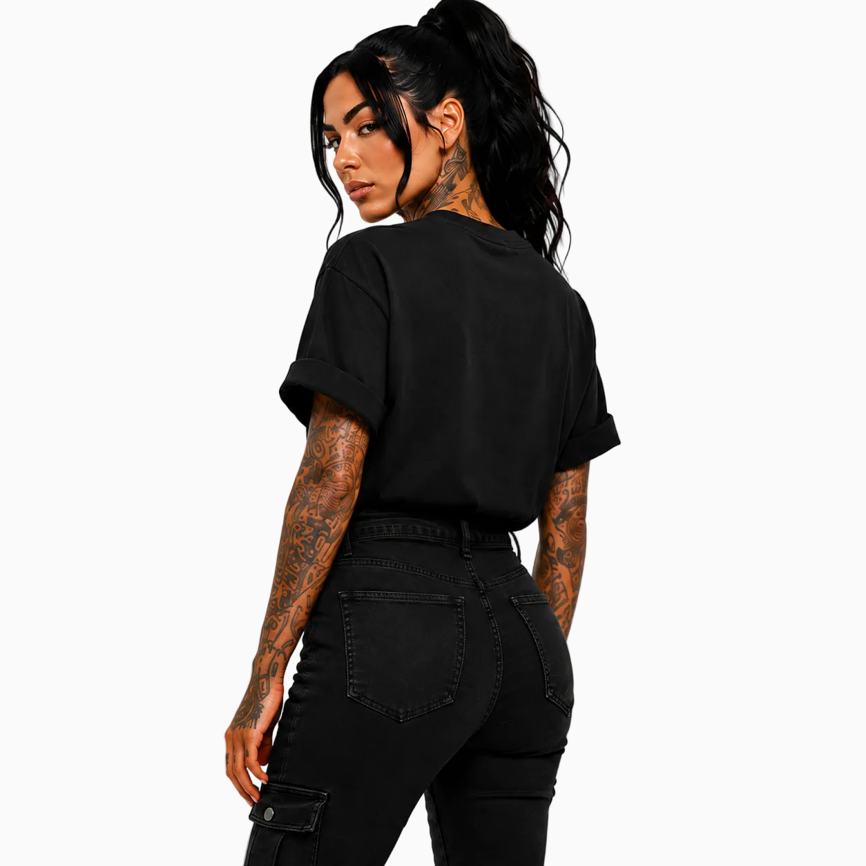 RU LADY - OVERSIZED ELITE TEE - BLACK ON BLACK