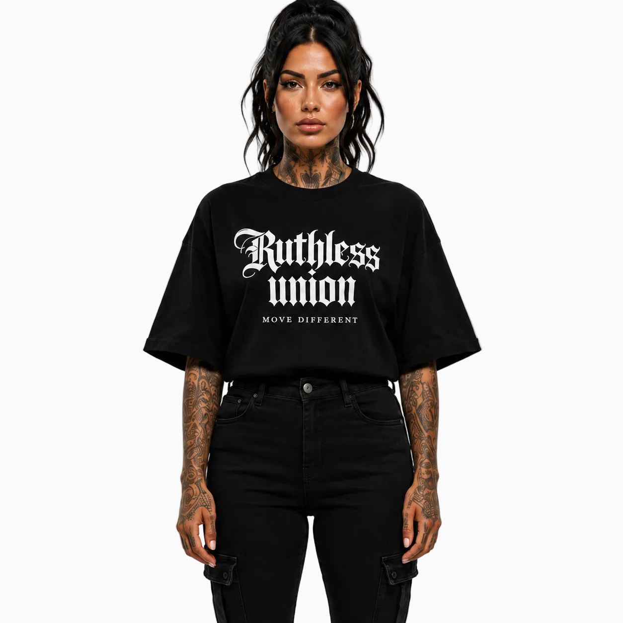 RU LADY - OVERSIZED ELITE TEE BLACK