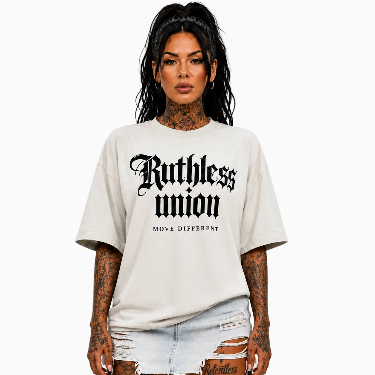 RU LADY - OVERSIZED MAJESTIC TEE HEAVY - CREAM