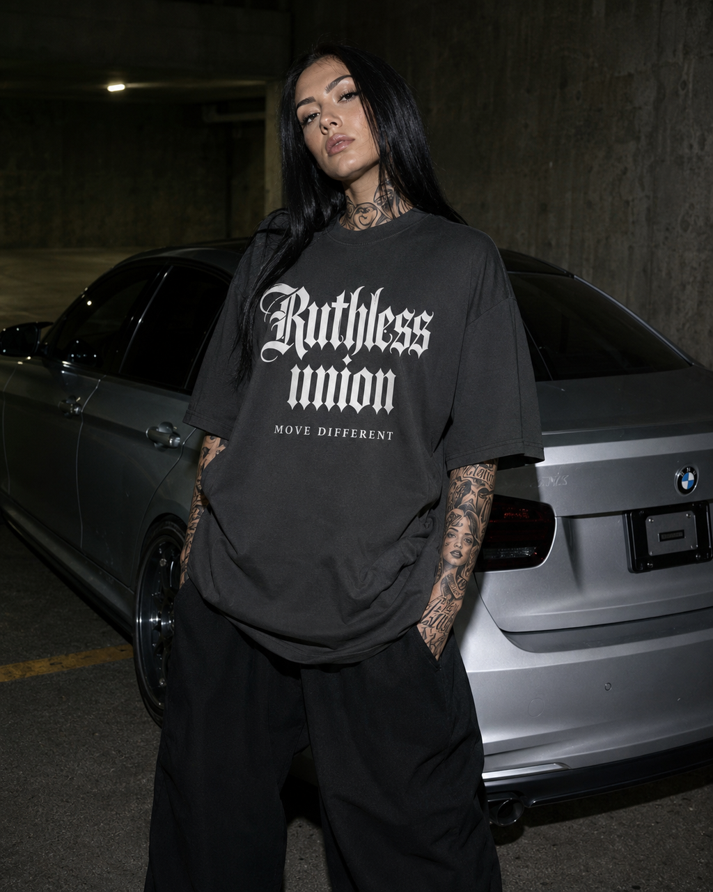 Majestic Oversized Washed Tee Black Women