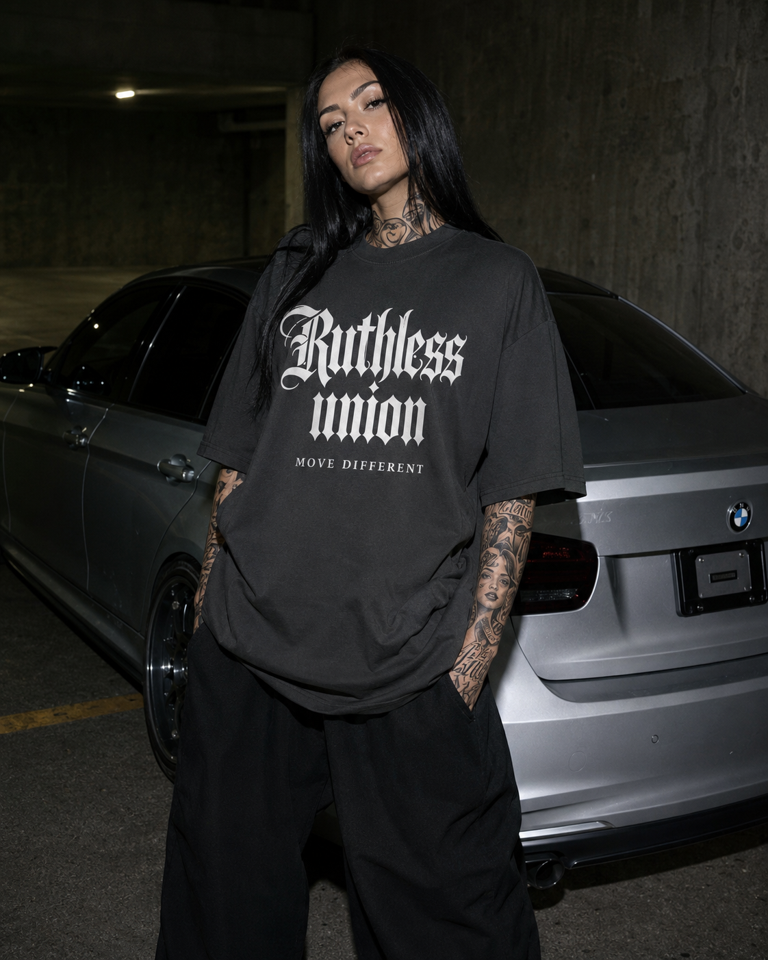 Majestic Oversized Washed Tee Black Women