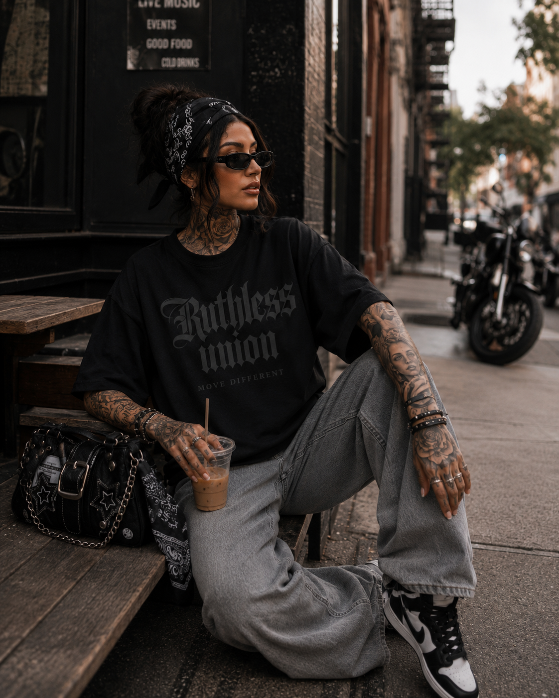 Elite Oversized Tee Black on Black Women