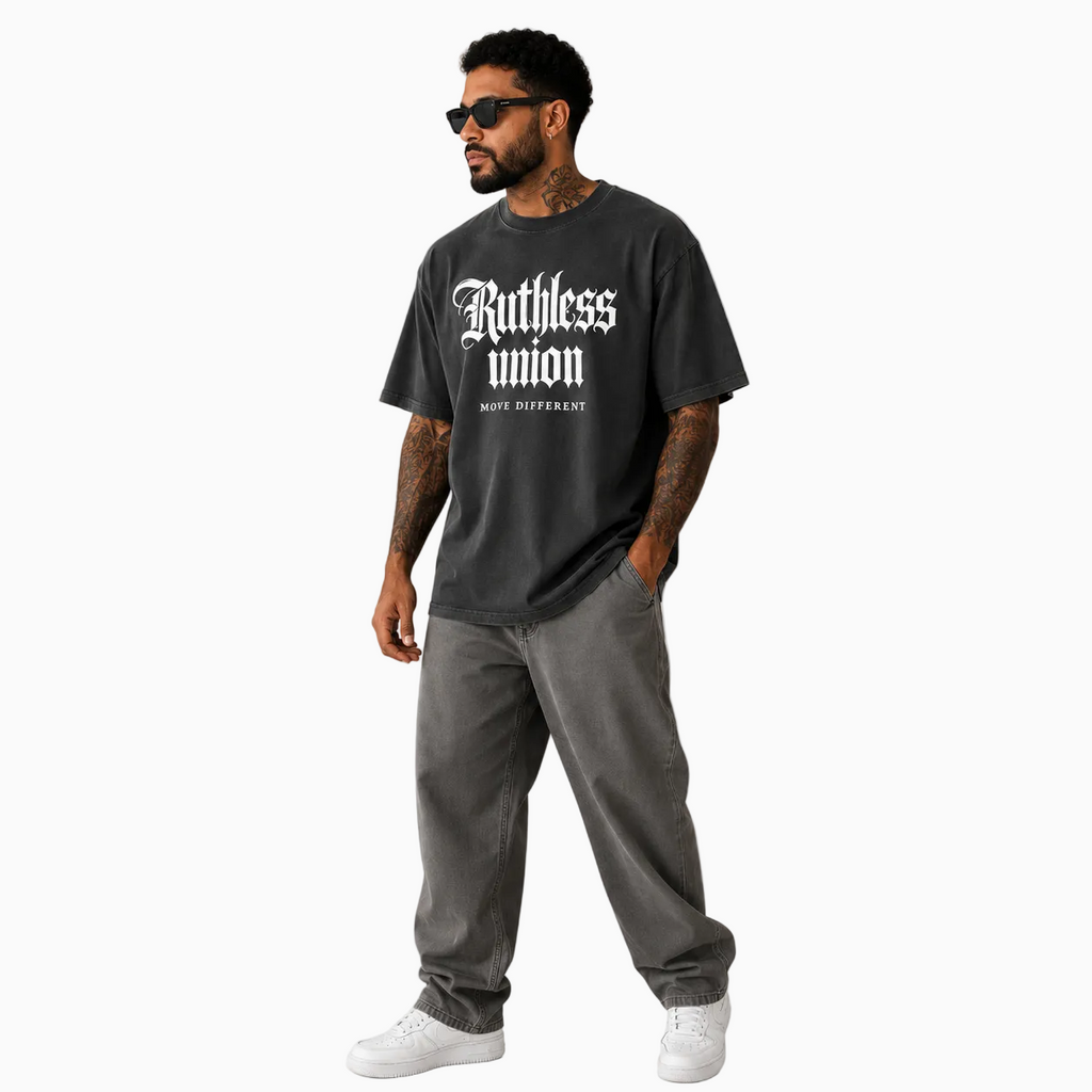 RU OVERSIZED - MAJESTIC TEE HEAVY - WASHED BLACK