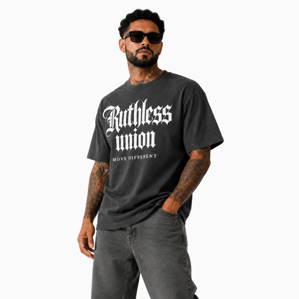 RU OVERSIZED - MAJESTIC TEE HEAVY - WASHED BLACK