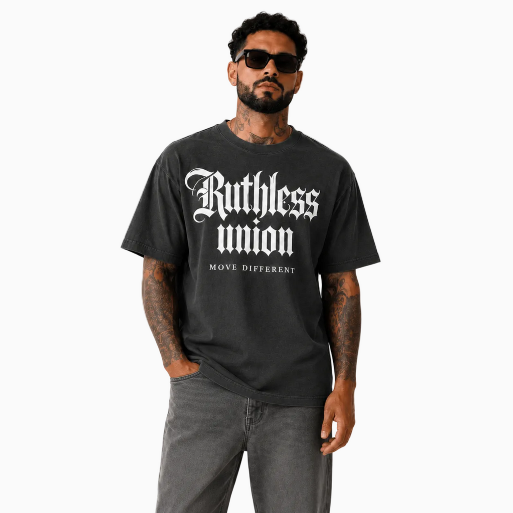 RU OVERSIZED - MAJESTIC TEE HEAVY - WASHED BLACK