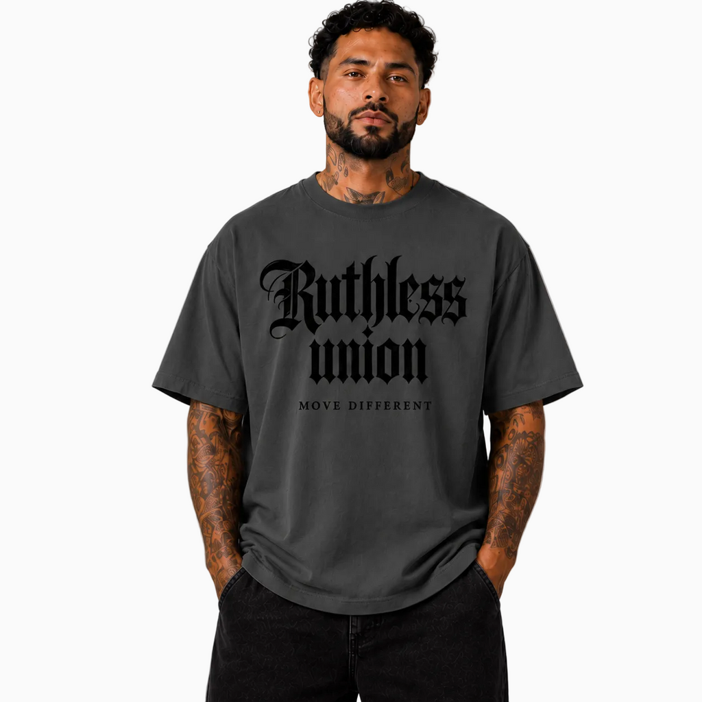 RU OVERSIZED - MAJESTIC TEE HEAVY - WASHED BLACK ON BLACK