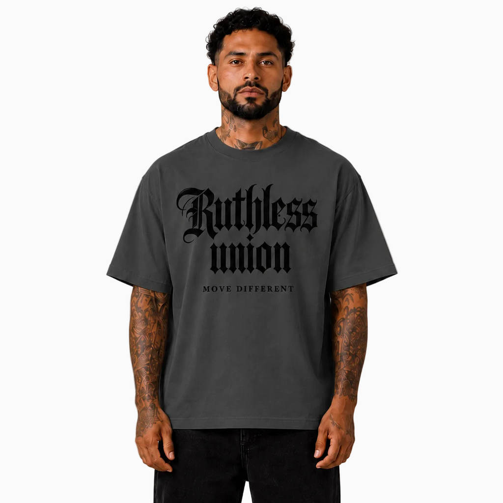 RU OVERSIZED - MAJESTIC TEE HEAVY - WASHED BLACK ON BLACK